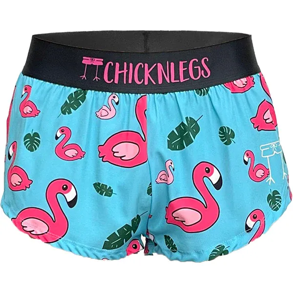 Chickenlegs 1.5" Split Shorts Blue Flamingo