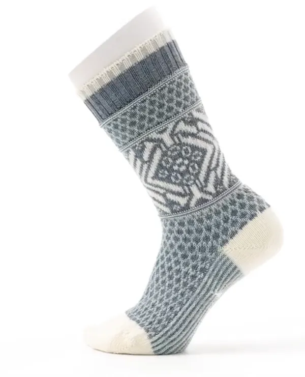 Smartwool Everyday Cozy Popcorn Snowflake Pattern Crew Socks White