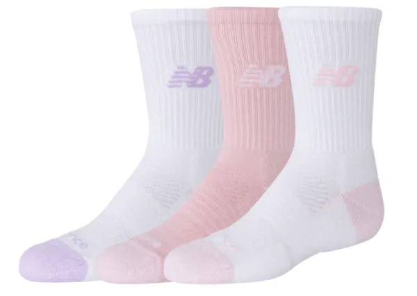 New Balance Youth Crew 3 pack White/Pink/Lavender