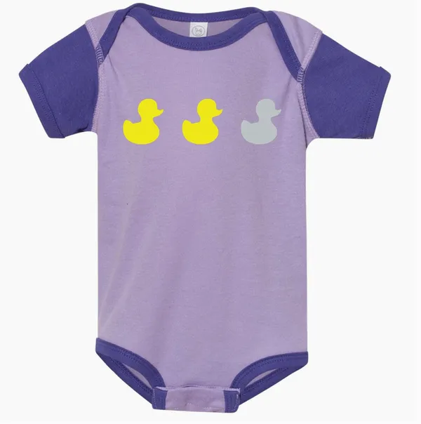 Minnesota Treads Duck Duck Grey Duck Onesie Purple