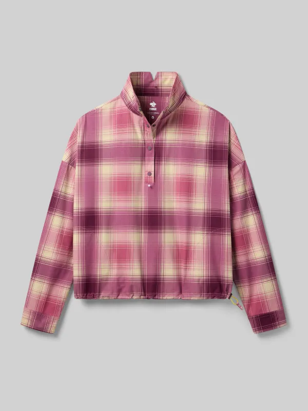 Rabbit Women's High Country Pullover LS Mauve Plaid