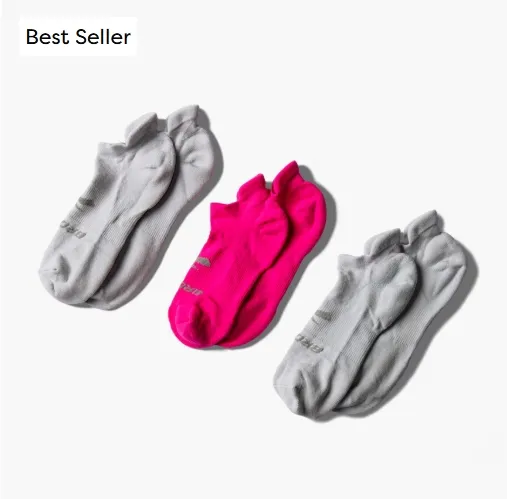 Brooks Run-In No Show 3-Pac Gray/Pink